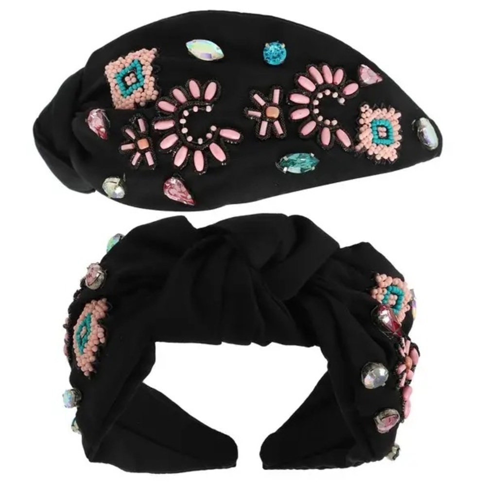 Add a bit of daily romance: Western Turquoise Top Knotted Beaded Headband